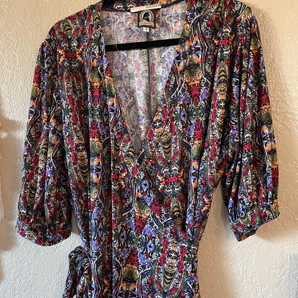 OLIVIA HARPER ✨ size 2✨ gorgeous colorful Wrap dress ✨ Like new - Picture 3 of 6